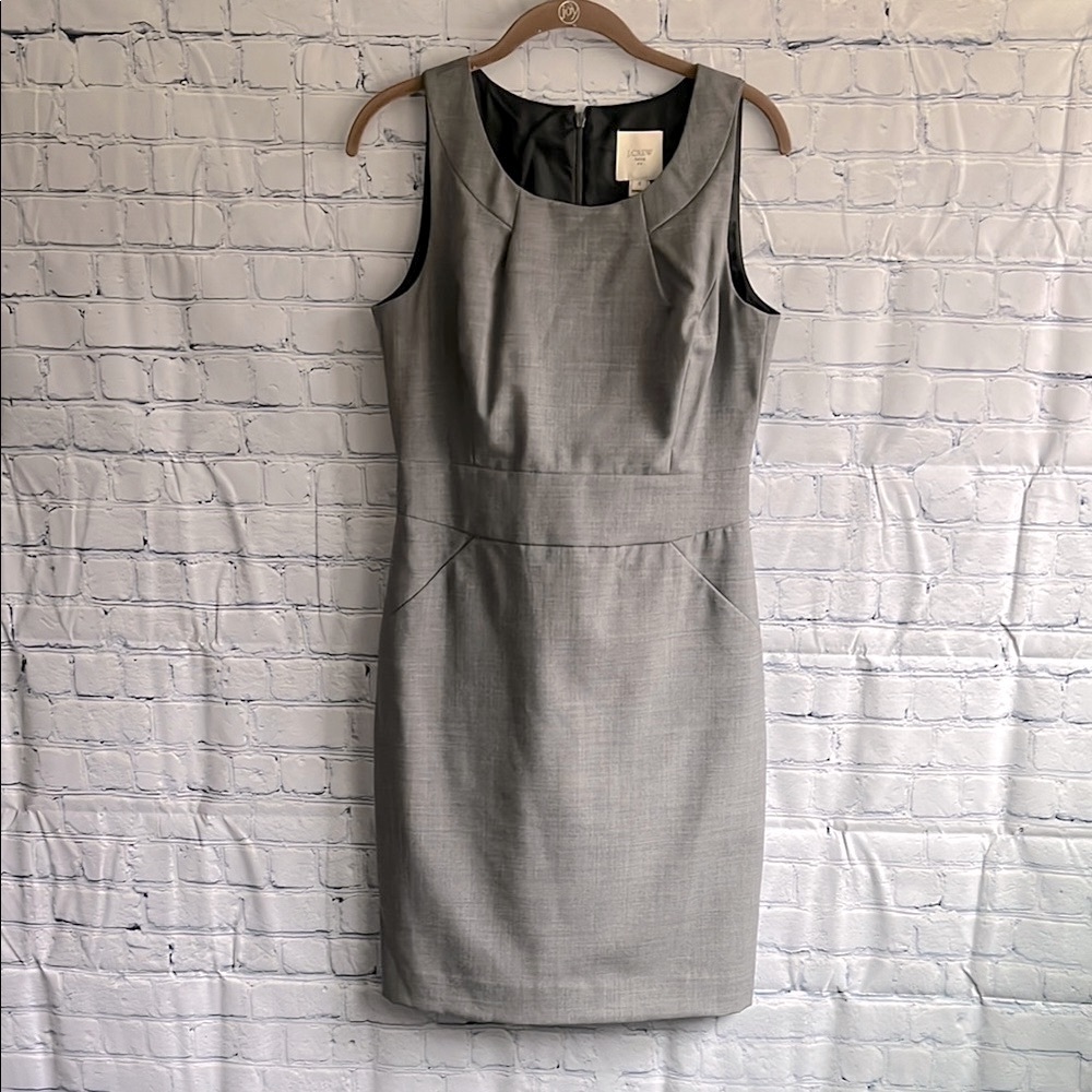 J. Crew Gray Sleeveless Midi Sheath Dress